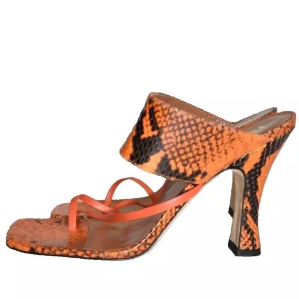 $700 Paris Texas Python Print Crossover Sandal Le… - image 5